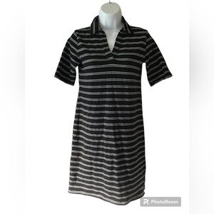 Maurices Dress Size XS Black White Striped Short Sleeve Collared